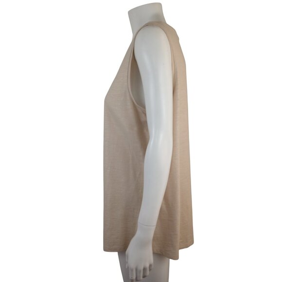 Chico's The Ultimate Tee Tan Metallic Scoop Neck Sleeveless Womens 2 L 12 - Picture 3 of 5
